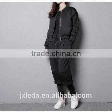 Best Quality Lady Biker Bomber Jacket Black Solid Zipper Coat Women Cloths 2016 photo-6