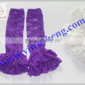 lace rose pattern lace leg warmer girl's fashion baby lace ruffle purple leg warmers