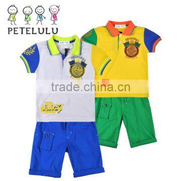 China Popular Brand Petelulu High Quality 100 Cotton Clothes Set Polo T Shirt