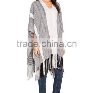 Wholesale Winter Tassel Women Cashmere Knitted Poncho photo-2