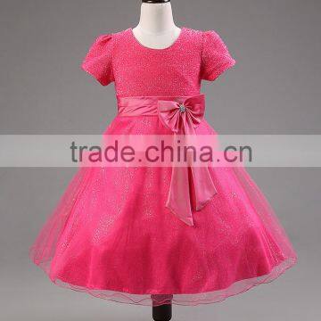 2016 Europe and the United States Export Lotus Skirt Bow Dress Pure Color Children's Dress Wholesale photo-2