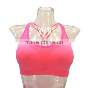 Hot sale sports underwear strappy bra ladies lingerie sexy seamless fitness bra