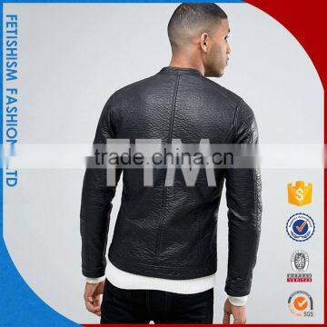 Men's Casual Black Jacket Collar Young Men PU Slim Long Sleeved Neat Locomotive Leather Coat photo-4