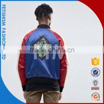 Amazing Quality OEM White Red Denim Combination Bomber Jacket