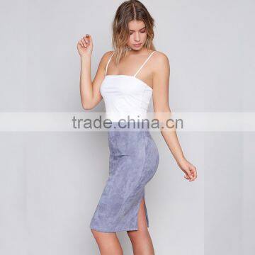 Lavender New Color Midi Suede Pencil Skirt Nice Fit Modern Simple Ladies Wear photo-3