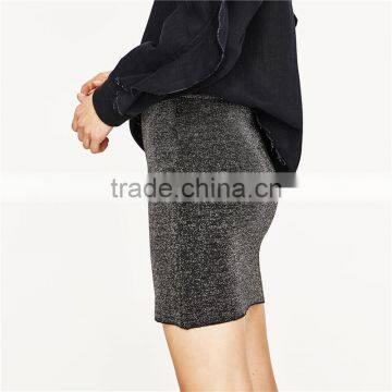 2017 OEM Spring Cozy Elasticated Shiny Tight Mini Skirt photo-3