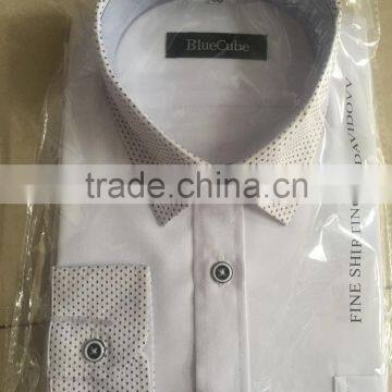 2016 boutique clothing boys fancy shirts school white color TC fabric adjustable cuff