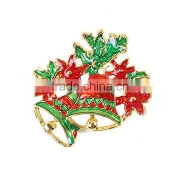 Pin Brooches Christmas Jingle Bell Gold Plated Red & Green Enamel Brooch Wholesale