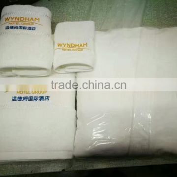 Satin board embroidery logo hand towel bath towel factory