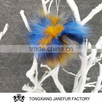 Hot sale fake fur ball keychain ring animal pom pon faux fox fur ball