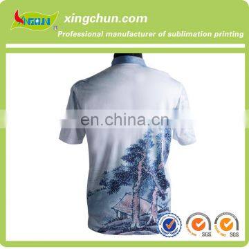 2015 Summer Latest Design Landscape Painting Sublimation Printing Polo t Shirt for Man in Short Sleeve photo-2