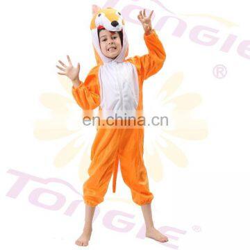 Short floss orange fox animal mascot cosplay costume for kids