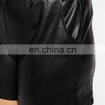 Plus Size Best Price Leather Shorts for Women Black Leather Casual Shorts