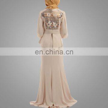 2016 Wholesale Jubah Malaysia Beaded Fashion Muslim Design Fancy Appliqued Muslim Jubah Baju Kurung Malaysia photo-3