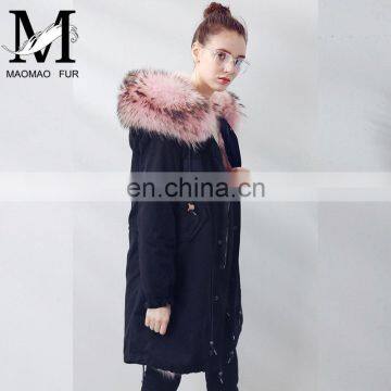 Custom Soft Cheap European Style Real Fox Fur Lining Women Hooded Coat photo-5