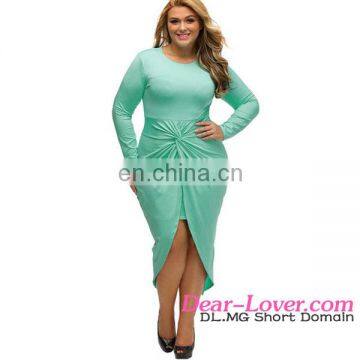 New Cheap Clothing Fashion Slit Long Sleeve Plus Size Sexy Dress photo-3