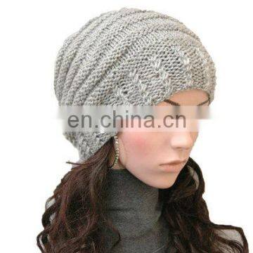 Ladies cotton plain beanies,grey color