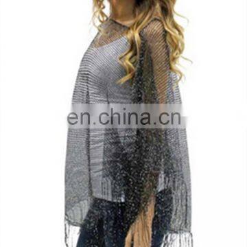 Luxury Divas Metallic Net Mesh Poncho Shawl