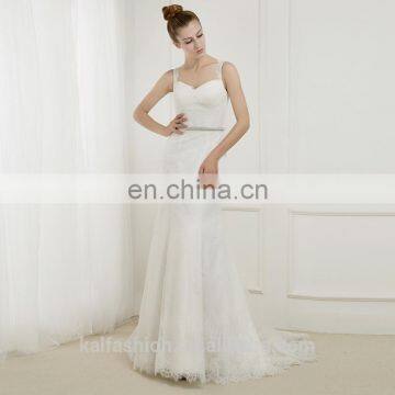 EB15093 A line scoope Sweetheart lace cover beaded & satin sash Elegant wedding dress