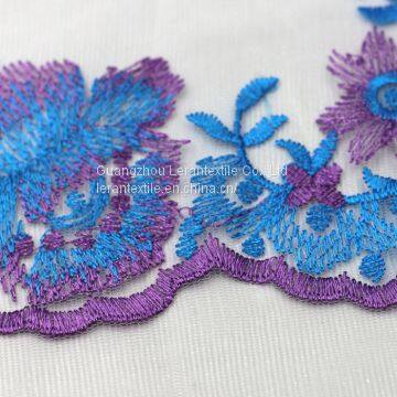 China Factory Peacock Feather Fabric Embroideried Mesh Net Lace Fabric for Wedding photo-3