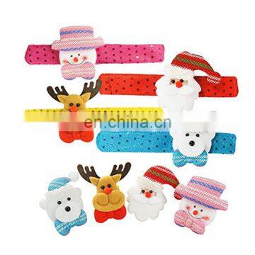 Yiwu Wholesale Cheap Glow In Dark Light UP Christmas Led Slap Bracelet Wristband For Kids