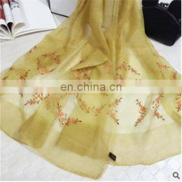 New Spring Section of High-grade Silk Wool Elegant Peach Pattern Breathable Thin Embroidery Shawl Female Scarf photo-2