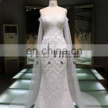 2016 New Design Sheath off-the-shoulder Beaded Wedding Dress