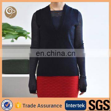 V neck fashion cashmere sweater for womens