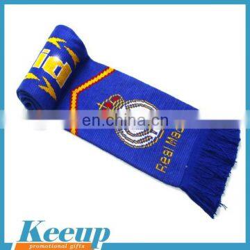 Wholesale jacquard woven scarf, crazy soccer fans scarf,embroidery logo scarf