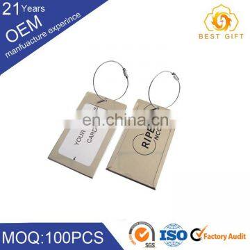 Customized metal aluminum logo label airplane luggage tag with wire
