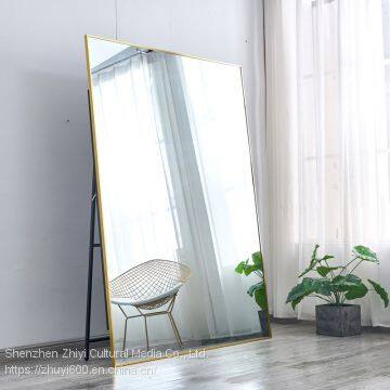 Nordic Brass Rectangular Bathroom Wall-mounted Mirror/dressing Table Mirror, Full-length Mirror Gold Customization photo-4