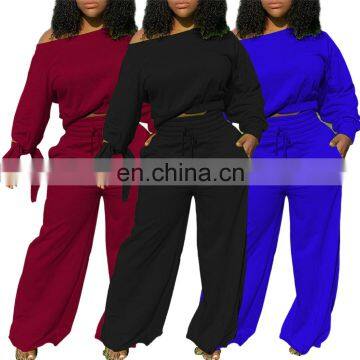 Wholesale Long Sleeves Tops And Loose Pants Work Clothing Two Piece Set For Women photo-2