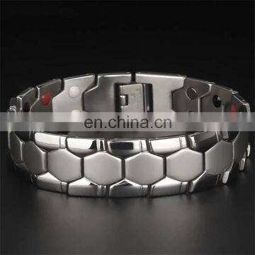 Double Row 4 Element Pain Relief Mens Bio Health Stainless Steel Magnetic Bracelet photo-5