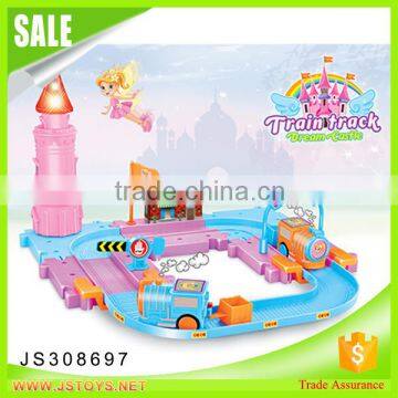 Small princess castle railway track fun train toy electric building block toy                        
                                                                                Supplier's Choice