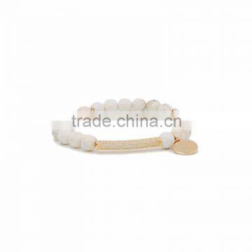 WWW0312 Fashion gold charm Diy crystal bead stone bracelet Agate stone bracelet