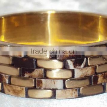 Antique Color Bone Chips With Brass Frame Fancy Bangle For Women