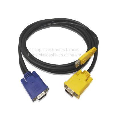 6FT 2-in-1 USB KVM Cable Specifically for Sever Remote Control KVM switch, Combines USB and VGA connnection into 1 cable