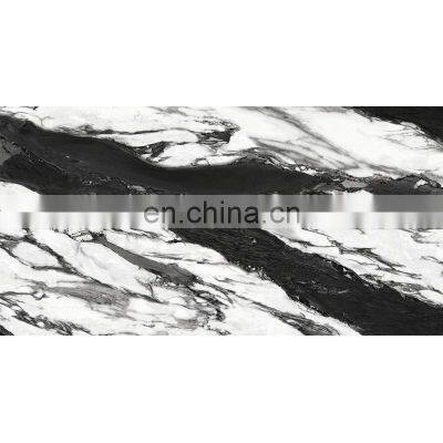 Glazed polished tile black and white calacatta new marble design marble tile 600x1200mm porcelain tile