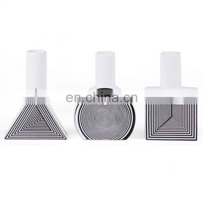 Black And White Stripe Nordic Modern Geometric Ceramic Flower Vase For Home Decor