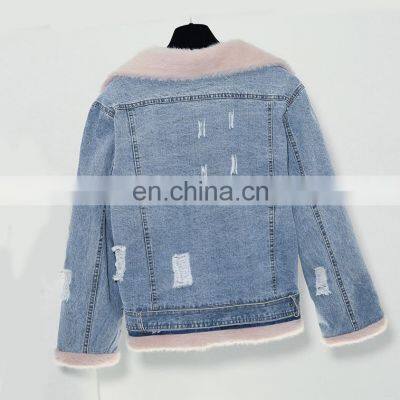 New Style Factory Sherpa Women Fashion Winter Jacket Berber Fleece Fancy Denim Ladies Motorcycle Jacket photo-4
