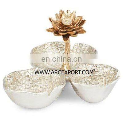 silver & gold flower design bowl