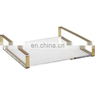 white marble tray with gold plated handle