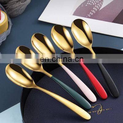 5 Spoons Gift Dining Full Flatware Travel Gold Utensil Stainless Steel Luxury Spoon Set Cutlery