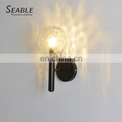 Personality Fashion Indoor Decoration Gold Black Bedroom Living Room Modern Metal Glass LED Wall Lamp