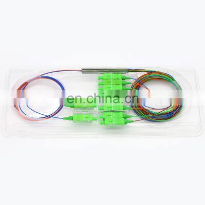 gpon 1x128 1x2 1x6 1x10 1x4 1*4 1x16 2x8 mini tube type steel tube plc splitter with scapc scupc connectors