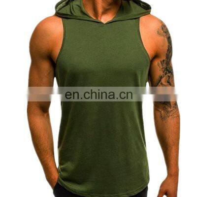 Wholesale High Quality Men Sleeveless Hoodie Custom Men's Blank Hoodie Men Casual Gym Fitted Hooded Tank Top photo-5
