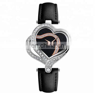 Novel Shell dial lady heart shape reloj skmei 9161 high quality 50 meter waterproof leather women wristwatch