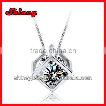 factory wholesale stock cheap caged diamond cube necklace