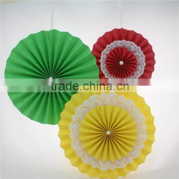 Round paper fan lace paper fan decoration party DIY decoration