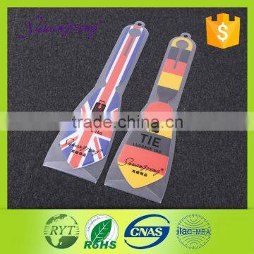 Custom standard size tie shape airplane luggage tag pvc